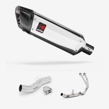Lextek SP4 Polished Stainless Steel Exhaust System 300mm for Honda CB500X (17-19)