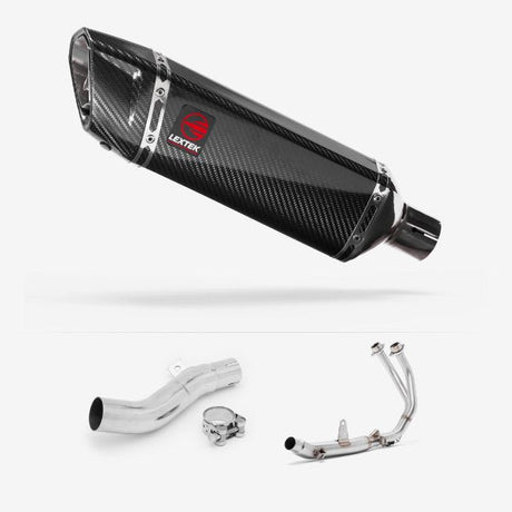 Lextek SP9C Gloss Carbon Fibre Exhaust System 300mm for Honda CB500X (17-19)