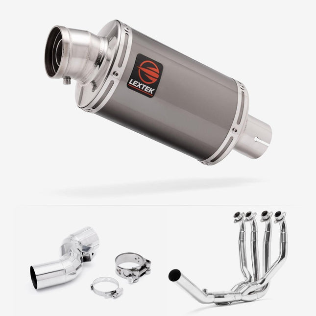 Lextek Smoked Stainless Steel OP15 200mm Exhaust System for Kawasaki Ninja H2 SX (18-21)