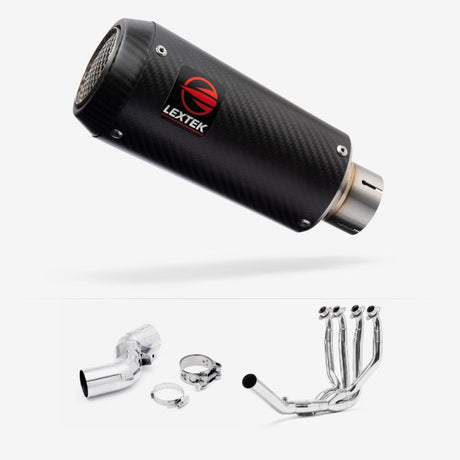 Lextek Stainless Steel CP9C Carbon Fibre Exhaust System 180mm for Kawasaki Ninja H2 SX (18-20)