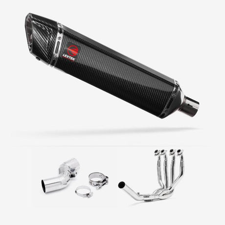 Lextek Stainless Steel SP7C Carbon Fibre Exhaust System 400mm for Kawasaki Ninja H2 SX (18-20)