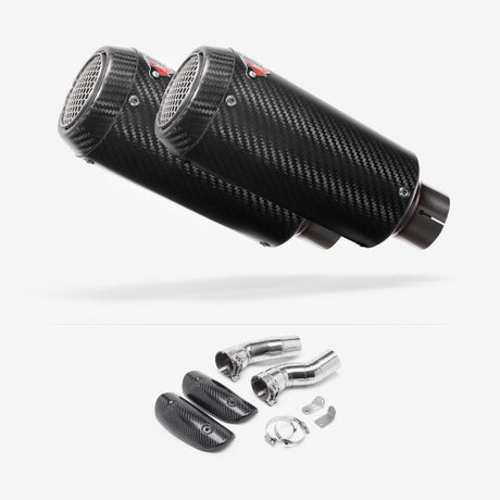 Lextek Stainless Steel CP9C Carbon Fibre Exhaust 180mm with Link Pipes