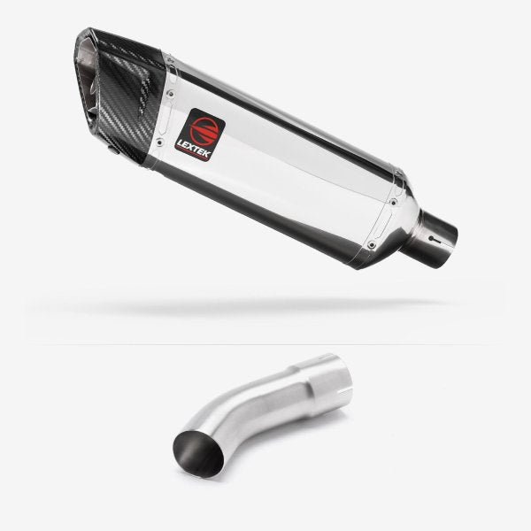 Lextek SP4 Polished Stainless Steel Exhaust 300mm with Link Pipe for Suzuki GSX-S 1000 (21-24)