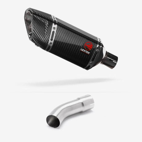 Lextek SP11C Gloss Carbon Fibre Exhaust 200mm with Link Pipe for Suzuki GSX-S 1000 (21-24)