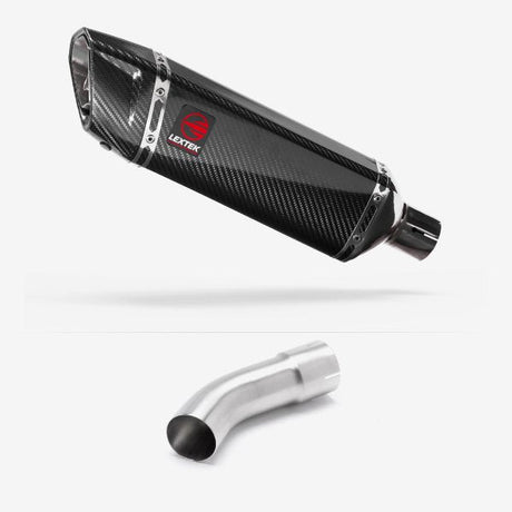 Lextek SP9C Gloss Carbon Fibre Exhaust 300mm with Link Pipe for Suzuki GSX-S 1000 (21-24)
