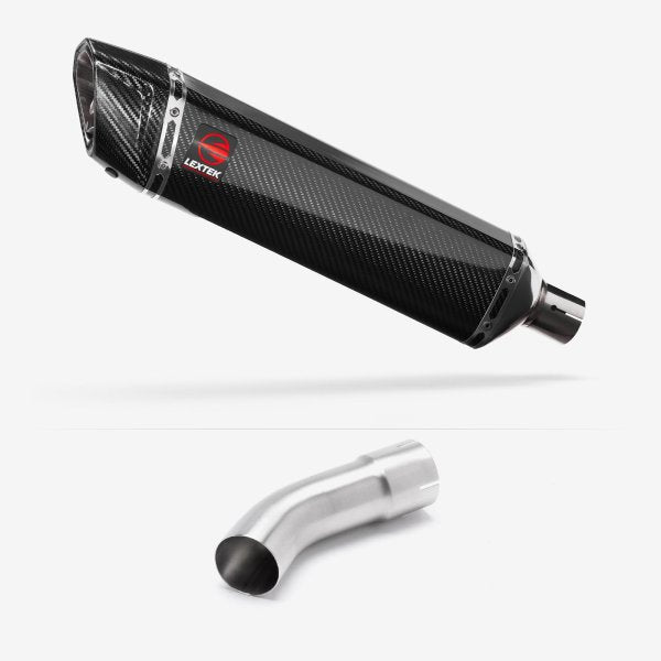 Lextek SP7C Gloss Carbon Fibre Exhaust 400mm with Link Pipe for Suzuki GSX-S 1000 (21-24)