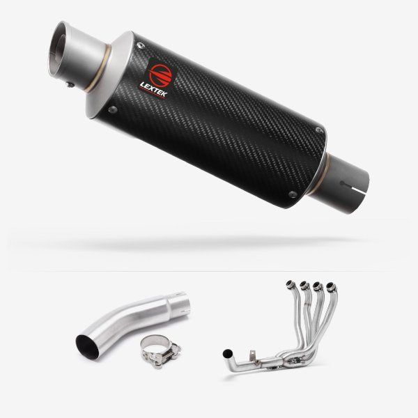 Lextek GP8C Carbon Fibre GP Stubby Exhaust System 240mm for Suzuki GSX-S750 (17-21)