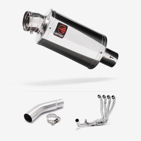 Lextek OP4 Polished S/Steel Exhaust System 200mm for Suzuki GSX-S750 (17-21)