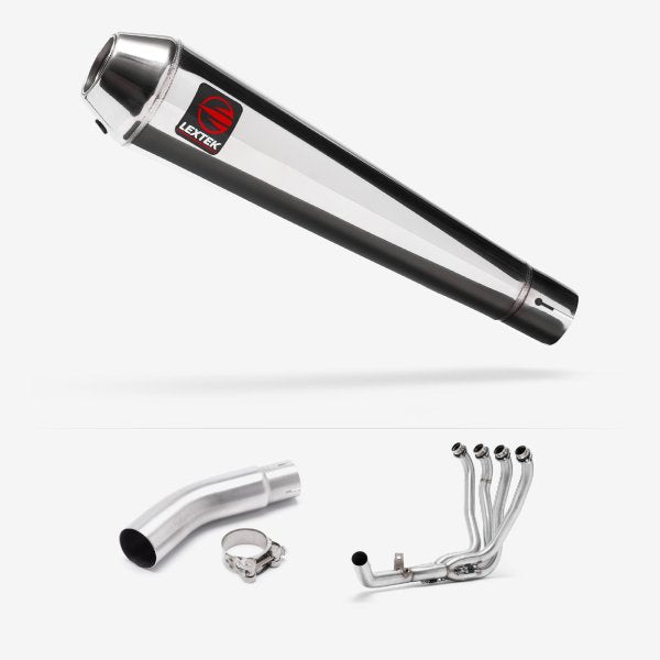 Lextek AC1 Polished Classic Exhaust System 350mm for Suzuki GSX-S750 (17-21)