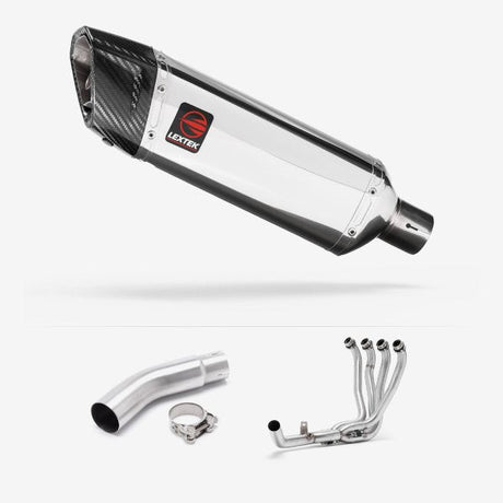 Lextek SP4 Polished Stainless Steel Exhaust System 300mm for Suzuki GSX-S750 (17-21)