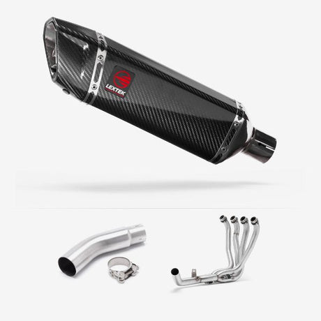 Lextek SP9C Gloss Carbon Fibre Exhaust System 300mm for Suzuki GSX-S750 (17-21)