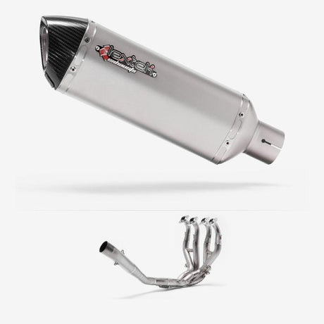 Lextek ST1 Matt S/Steel Exhaust System 300mm with Titanium Headers for Kawasaki ZX-6R Ninja (13-20)