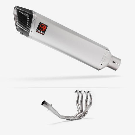 Lextek ST7 Matt S/Steel Exhaust 400mm with Titanium Headers for Kawasaki ZX-6R Ninja (13-20)