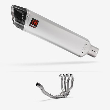 Lextek ST7 Matt S/Steel Exhaust 400mm with Titanium Headers for Kawasaki ZX-10R Ninja (10-19)