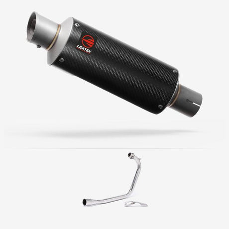 Lextek Stainless Steel GP8C Carbon Fibre Exhaust System 240mm for Lexmoto ZSB 125