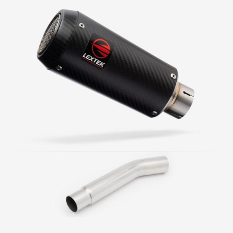 Lextek Stainless Steel CP9C Full Carbon Exhaust 180mm with Link Pipe