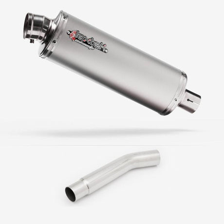 Lextek Matt Stainless Steel OP1 Oval Exhaust 350mm with Link Pipe for Kawasaki Versys 1000 (12-14)