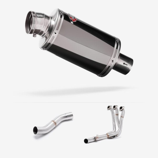 Lextek Dark Tint Stainless Steel OP15 Full Exhaust System 200mm High Level for Yamaha MT-09 (21-24)