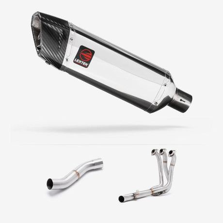 Lextek Polished Stainless Steel SP4 Full Exhaust System 300mm High Level for Yamaha MT-09 (21-24)