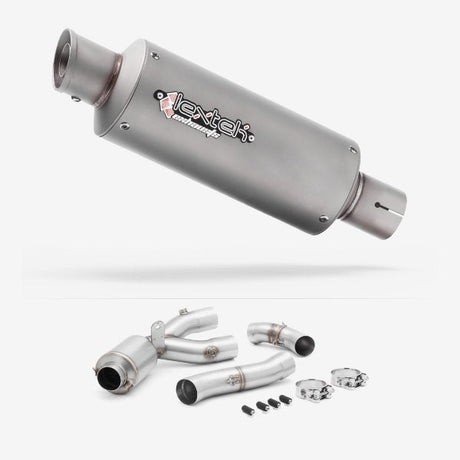 Lextek Matt Stainless Steel GP1 Exhaust 240mm with De-Cat Link Pipe for Yamaha MT-10 (16-24)