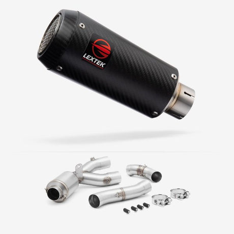 Lextek Stainless Steel CP9C Exhaust 180mm with De-Cat Link Pipe for Yamaha MT-10 (16-24)