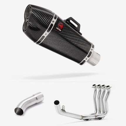Lextek Stainless Steel XP13C Carbon Fibre Exhaust System 210mm for Suzuki GSX-S 1000 (21-24)