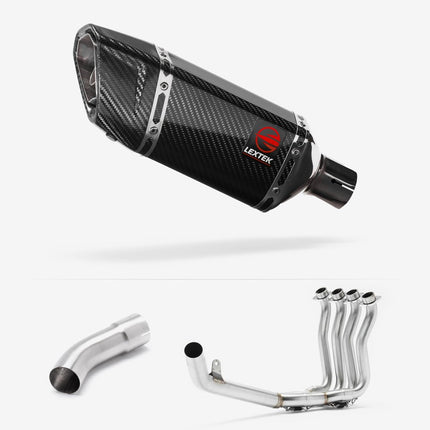 Lextek Stainless Steel SP11C Gloss Carbon Fibre Exhaust System 200mm for Suzuki GSX-S 1000 (21-24)