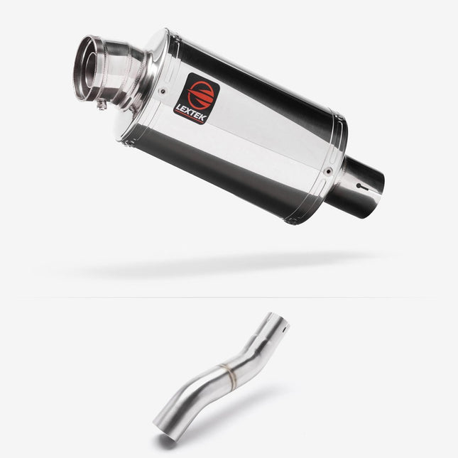 Lextek Polished Stainless Steel OP4 200mm Exhaust System for Honda CBR500R (20-24) with Link Pipe