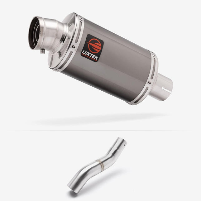 Lextek Smoked Stainless Steel OP15 200mm Exhaust System for Honda CBR500R (20-24) with Link Pipe