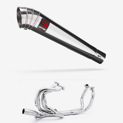 Lextek Polished Stainless Steel MP4 300mm Exhaust with Link pipe for Honda VFR800 2014-2021