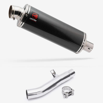 Lextek Carbon Fibre OP8C Matt Exhaust 350mm with Link Pipe for Honda CBF 600 (04-07)