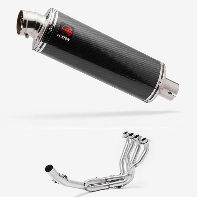 Lextek Carbon Fibre OP8C Matt Exhaust System 350mm for Suzuki GSXR 1000 (17-24)