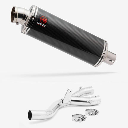 Lextek Carbon Fibre OP8C Matt Exhaust 350mm with Link Pipe for Yamaha MT-10 (16-)