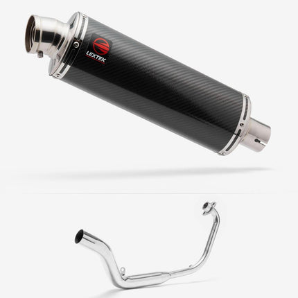 Lextek Carbon Fibre OP8C Matt Exhaust System 350mm for Honda CB125 R (18-20)
