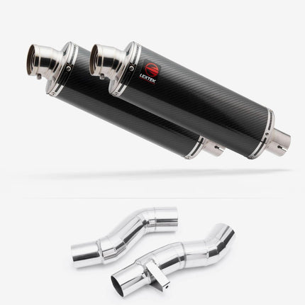 Lextek Carbon Fibre OP8C Matt Oval Exhaust 350mm with Link Pipes