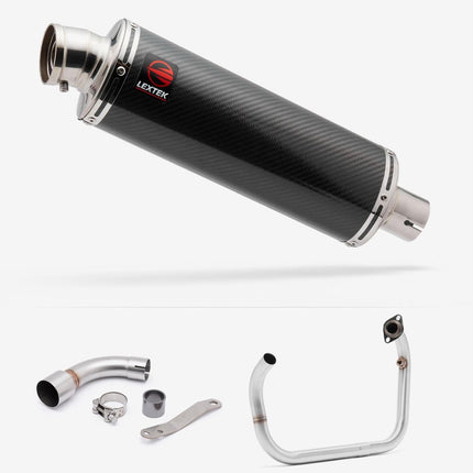 Lextek Carbon Fibre OP8C Matt Exhaust System 350mm Exhaust System for Benelli TNT 125/135 (17-24)