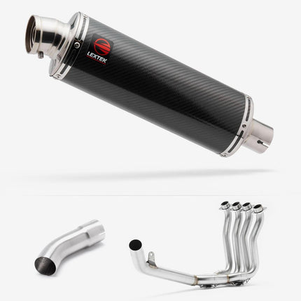 Lextek Carbon Fibre OP8C Matt S/Steel Exhaust System 350mm for Suzuki GSX-S 1000 (21-24)
