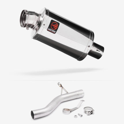 Lextek Polished Stainless Steel OP4 200mm Exhaust with Link Pipe for BMW F900 R/XR 2020-2026