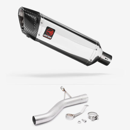 Lextek Polished Stainless Steel SP4 300mm Exhaust with Link Pipe for BMW F900 R/XR 2020-2026