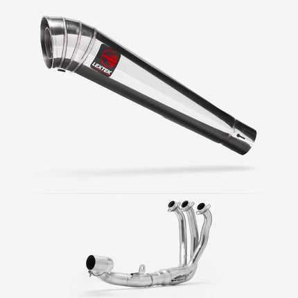 Lextek Polished Stainless Steel MP4 300mm Exhaust System for Yamaha Tracer 9 GT 2021-2024