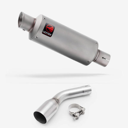 Lextek Matt Stainless Steel GP1 240mm Exhaust with Link pipe for Kawasaki Z125 2018-2024