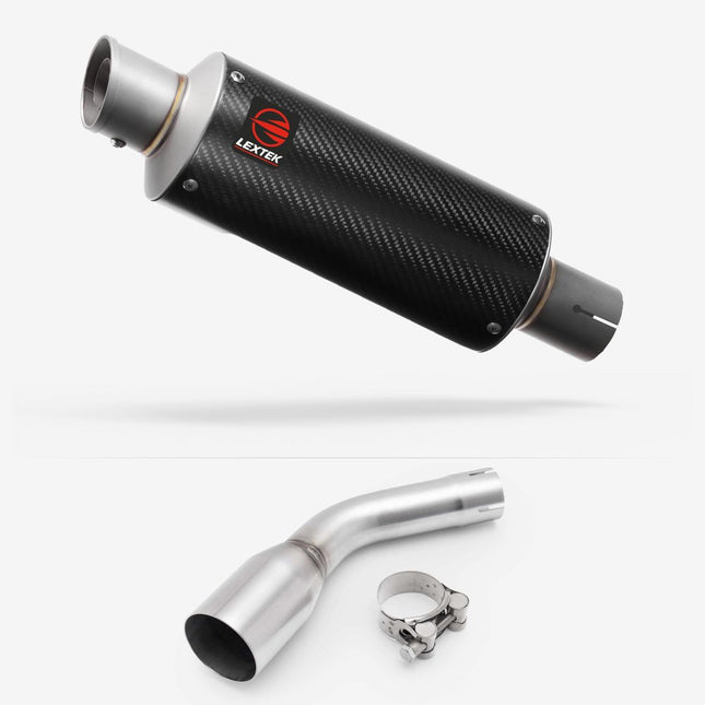 Lextek Carbon Fibre GP8C 240mm Exhaust with Link pipe for Kawasaki Z125 2018-2024