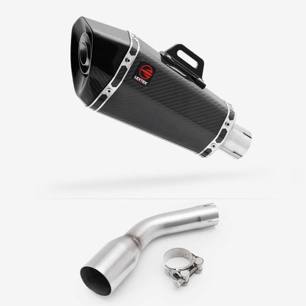 Lextek Carbon Fibre XP8C 210mm Exhaust with Link pipe for Kawasaki Z125 2018-2024