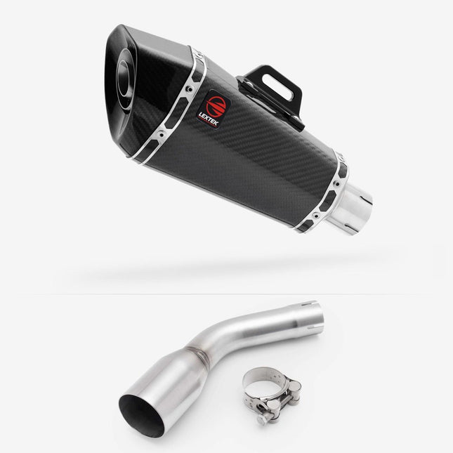 Lextek Carbon Fibre XP8C 210mm Exhaust with Link pipe for Kawasaki Z125 2018-2024