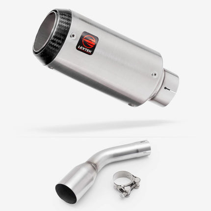 Lextek Matt Stainless Steel CP1 150mm Exhaust with Link pipe for Kawasaki Z125 2018-2024