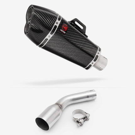 Lextek Carbon Fibre XP13C 210mm Exhaust with Link pipe for Kawasaki Z125 2018-2024