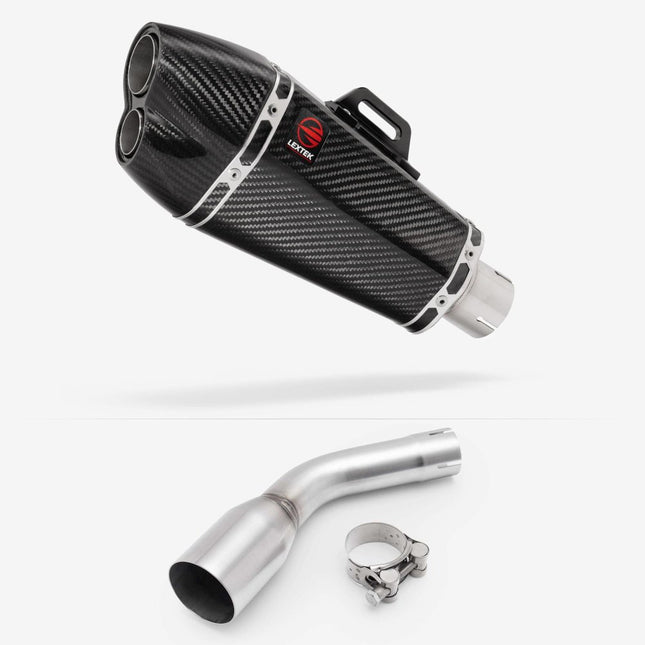 Lextek Carbon Fibre XP13C 210mm Exhaust with Link pipe for Kawasaki Z125 2018-2024