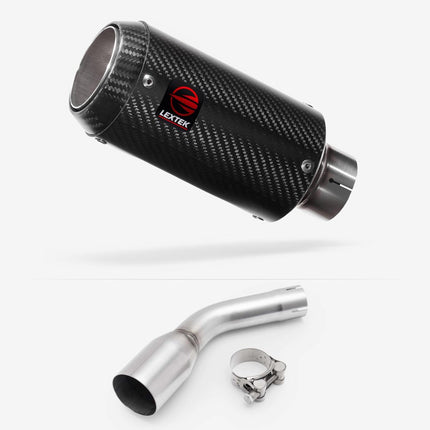 Lextek Carbon Fibre CP8C 150mm Exhaust with Link pipe for Kawasaki Z125 2018-2024
