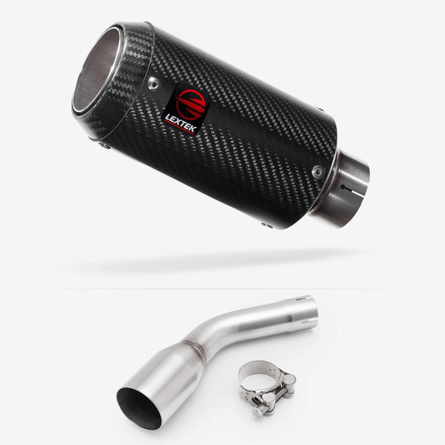 Lextek Carbon Fibre CP8C 150mm Exhaust with Link pipe for Kawasaki Z125 2018-2024