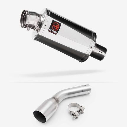 Lextek Polished Stainless Steel OP4 200mm Exhaust with Link pipe for Kawasaki Z125 2018-2024